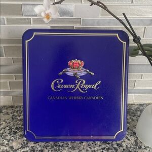 Vintage Crown Royal Blue Tin Box - 90s